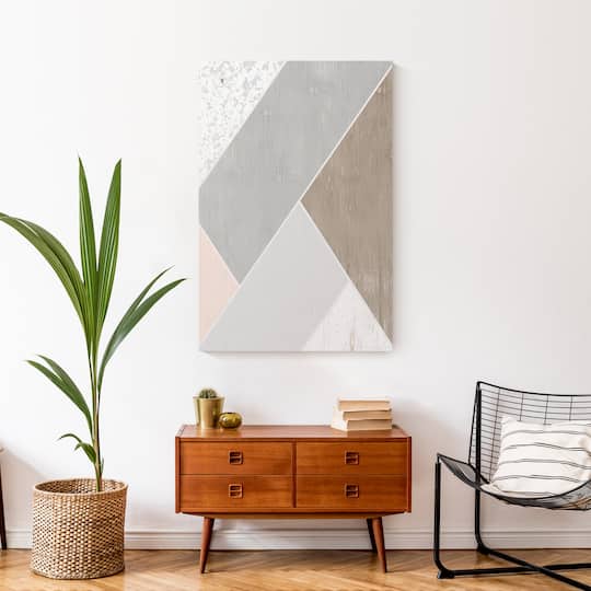 Grey And Blush Geo Abstract 24" x 36" Canvas Wall Art